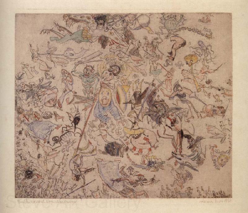 James Ensor Demons Trashing Angels and Archangels Spain oil painting art